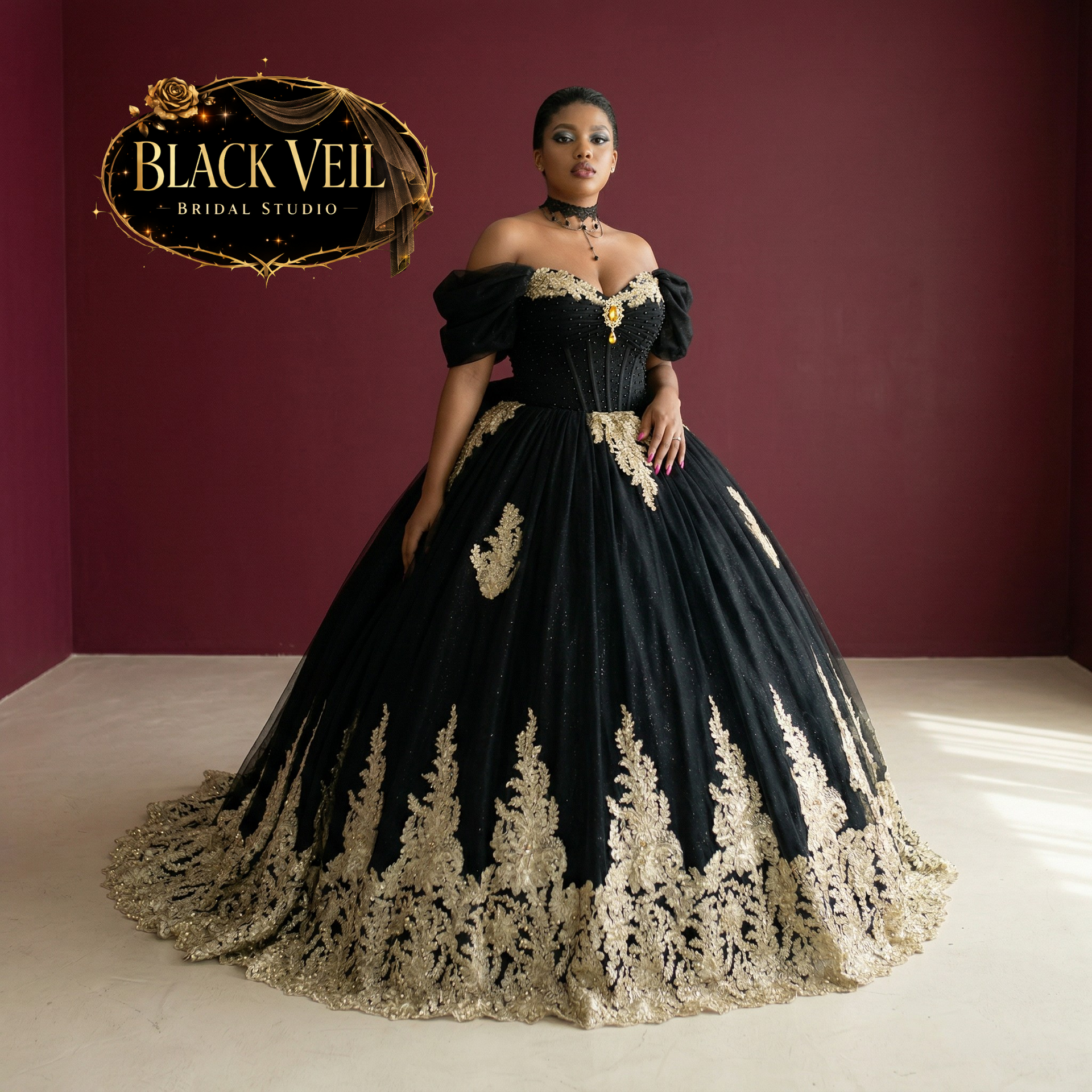 Asteria Black Wedding Dress Custom