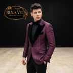 Burgundy & Black Jacquard Wedding Suit