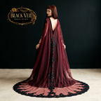 Burgundy & Black Lace Shoulder Veil