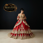 Cyra Gold & Red Wedding Dress