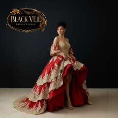 Cyra Gold & Red Wedding Dress
