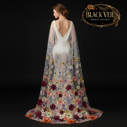 3D Floral Shoulder Veil