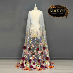 3D Floral Shoulder Veil