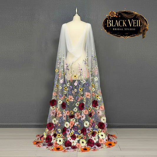 3D Floral Shoulder Veil