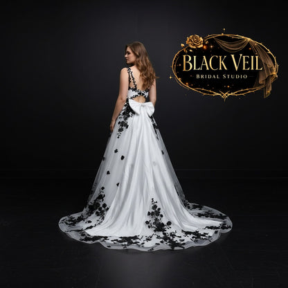 Hemera White & Black Wedding Dress