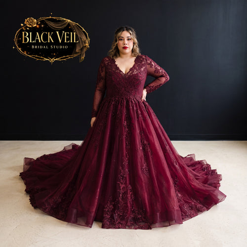Lenore Burgundy Red Wedding Dress 6