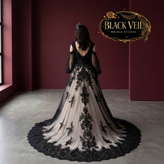 Myrleen Black & Champagne Wedding Dress