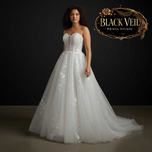 Lux Strapless Traditional Wedding Dress