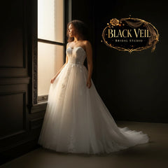 Lux Strapless Traditional Wedding Dress