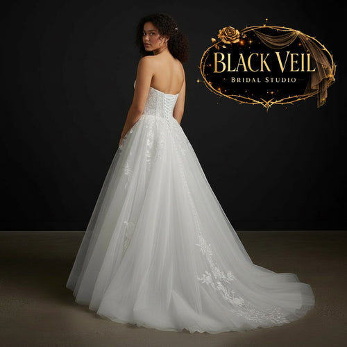 Lux Strapless Traditional Wedding Dress