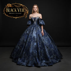 Guinevere Blue Floral Vintage Wedding Dress