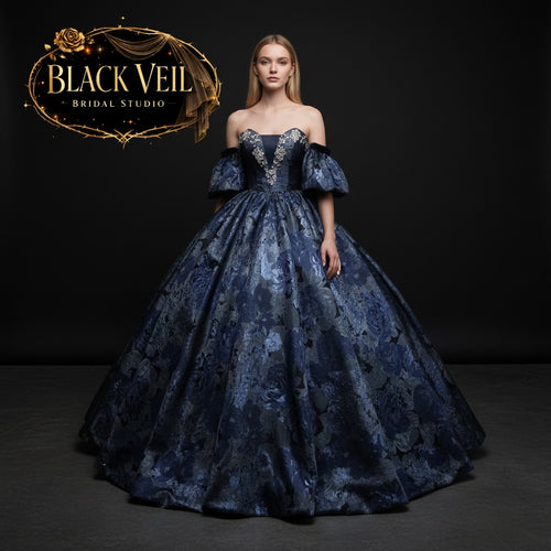 Guinevere Blue Floral Vintage Wedding Dress