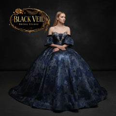 Guinevere Blue Floral Vintage Wedding Dress