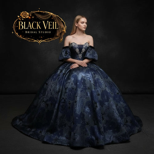 Guinevere Blue Floral Vintage Wedding Dress