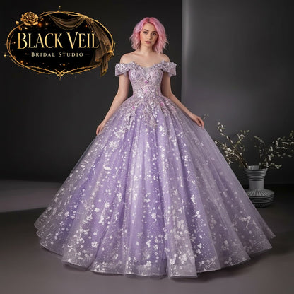 Ostara Floral Purple Wedding Dress
