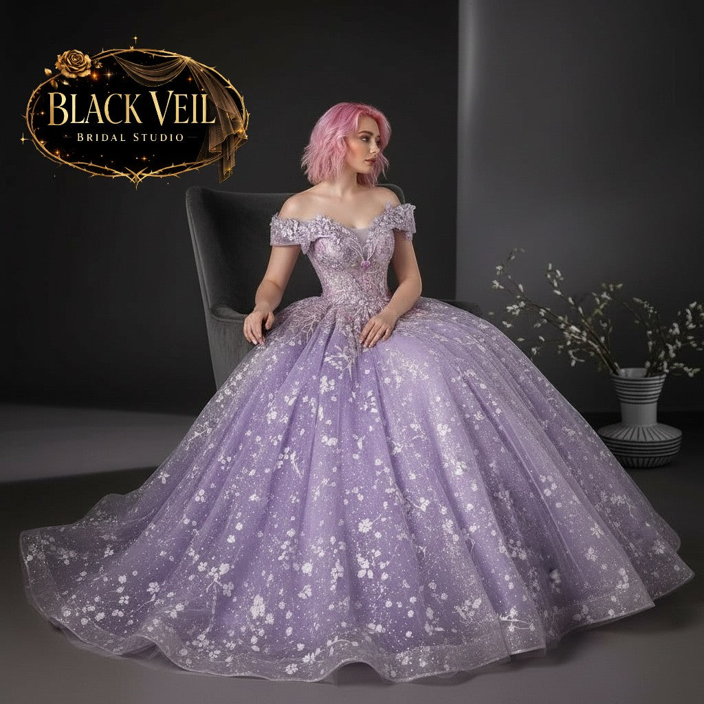 Ostara Floral Purple Wedding Dress