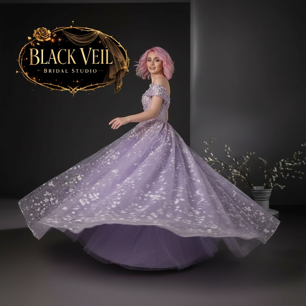 Ostara Floral Purple Wedding Dress