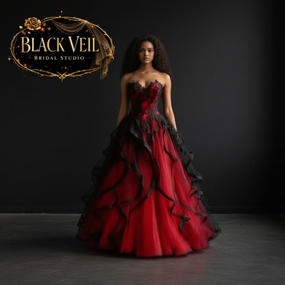 Akasha Red & Black Wedding Dress