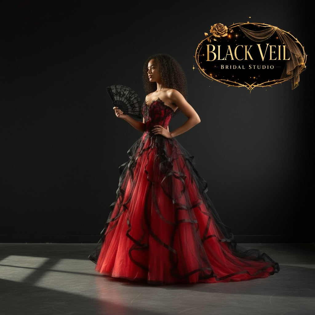 Akasha Red & Black Wedding Dress