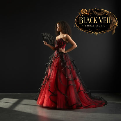 Akasha Red & Black Wedding Dress