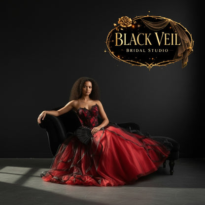Akasha Red & Black Wedding Dress