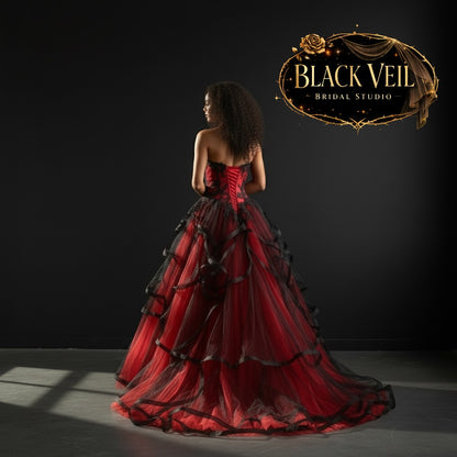 Akasha Red & Black Wedding Dress