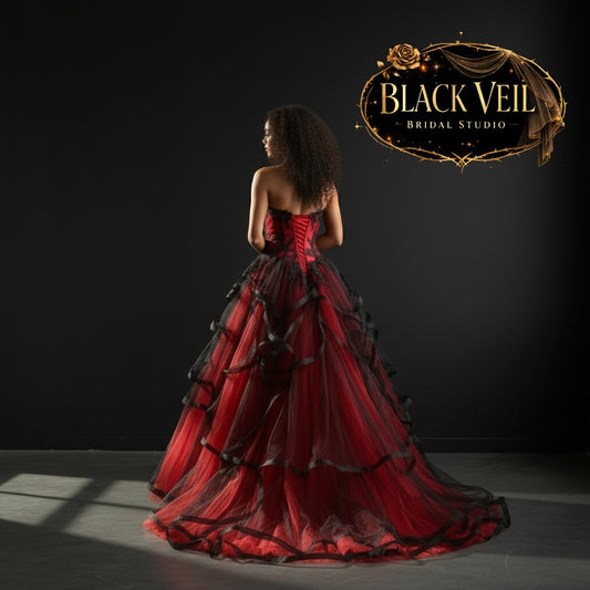 Akasha Red & Black Wedding Dress