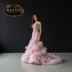 Astra Pink Crystal Wedding Dress