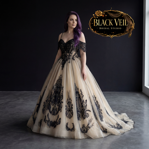 Seraphina Black Embellished Wedding Dress