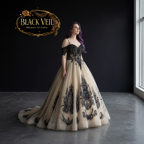 Seraphina Black Embellished Wedding Dress