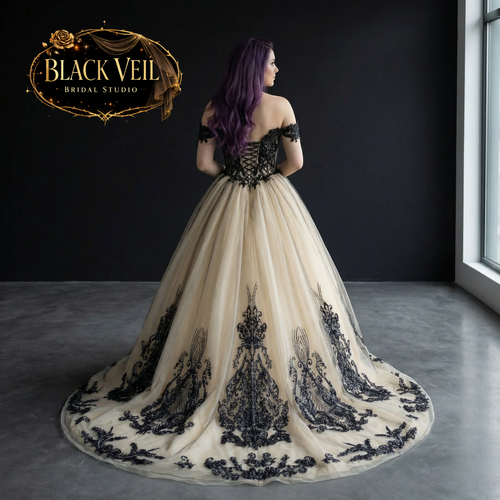 Seraphina Black Embellished Wedding Dress
