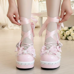 Lolita Style Ribbons & Hearts Bridal High Heels