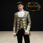 Royal Renaissance Men’s Suit – 3-Piece Gold Brocade Wedding & Formal Set