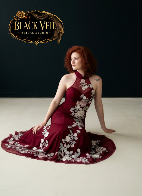 Rosana Floral Red Wedding Dress