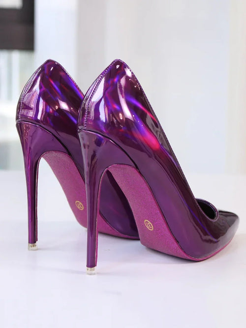 High Shine Pointed Toe Bridal Stilettos