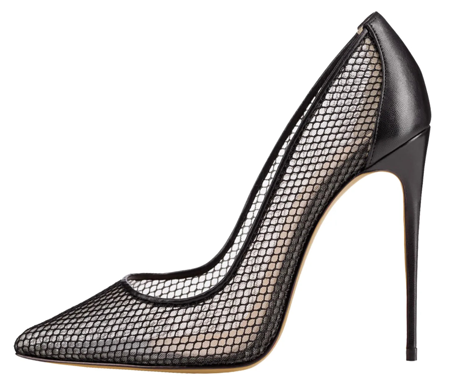 Bridal Pointed Toe Black Mesh Stilettos
