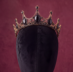Vintage Black Crystal & Gold Tone Bridal Tiara