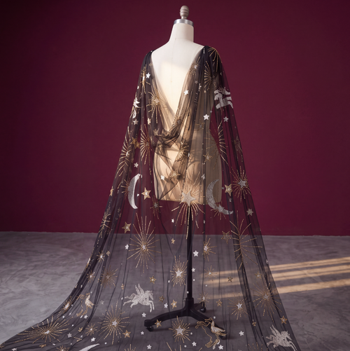 Celestial Pegasus Black Shoulder Veil