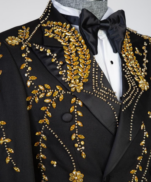 Black & Gold Baroque Embroidered Wedding Suit