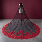 Black and Red Sequin Wedding Veil