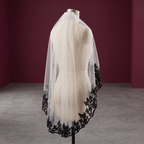 Black Lace Trimmed Wedding Veil