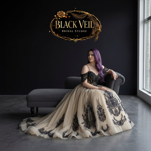 Seraphina Black Embellished Wedding Dress