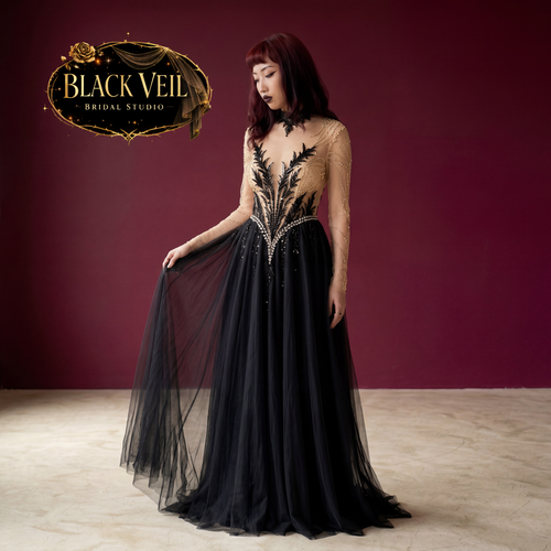 Vesper Hand Beaded Black Wedding Dress