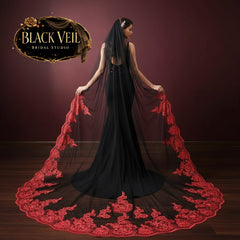 Black and Red Sequin Wedding Veil