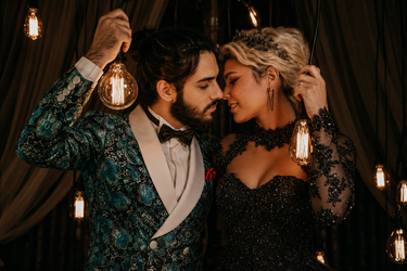 black wedding dress and veil LUNA | Black wedding veil