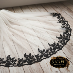 Black Lace Trimmed Wedding Veil