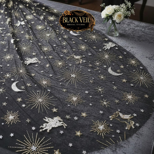 Celestial Pegasus Black Shoulder Veil