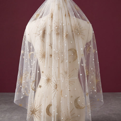 Celestial Pearls Bridal Veil With Comb