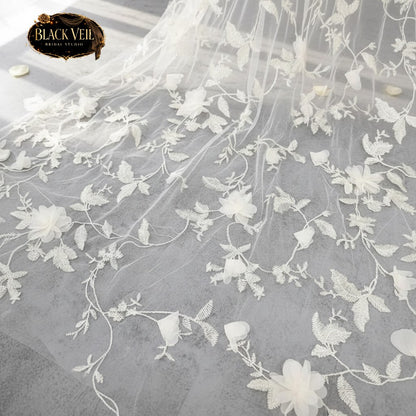 Champagne & Flowers Shoulder Veil