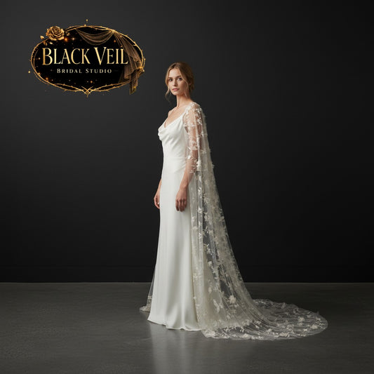 Champagne & Flowers Shoulder Veil